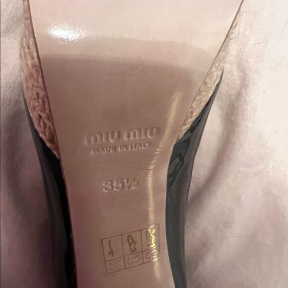 Miu Miu Vernice Open Toe Patented Leather Heel Size 35.5 - Picture 3 of 5